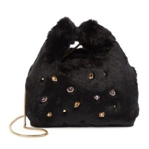 Sam Edelman Jessamy Faux Fur Jeweled Shopper Bag